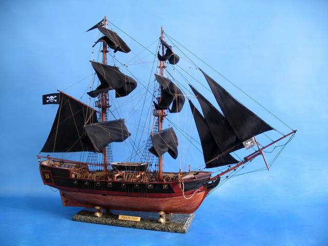 pirate ship model is fully assembled