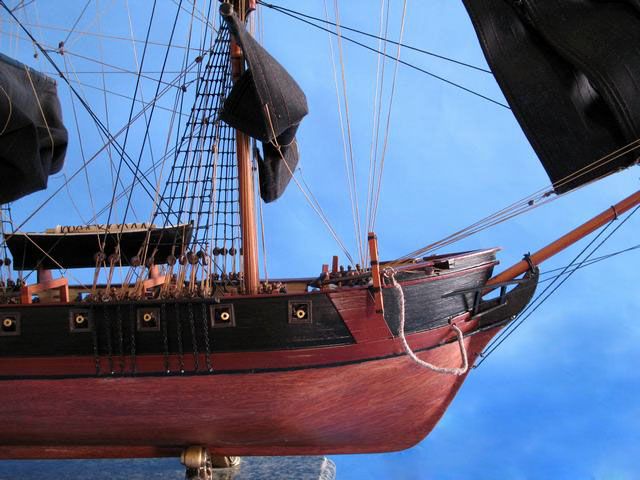 pirate ship model is fully assembled