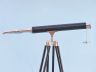 Floor Standing Chrome/Leather Harbor Master Telescope 60" with Black Wooden Legs is fully assembled