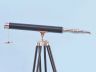 Floor Standing Chrome/Leather Harbor Master Telescope 60" with Black Wooden Legs is fully assembled