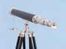 Floor Standing Chrome/Leather Harbor Master Telescope 60" with Black Wooden Legs is fully assembled