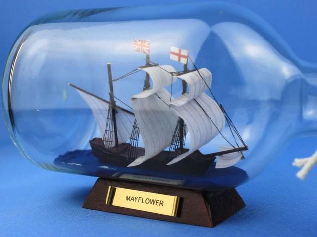 Mayflower Ship in a Bottle 9 Coastal Living Collection Model Tall Ship 
