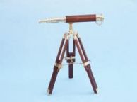 Brass Telescope on Stand 20" - Wood ship model