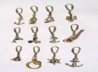 12 Brass Nautical Key Chain Set ship model