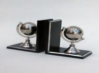 Nickel Globe Bookends ship model