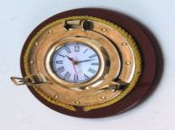 Port Hole Clock Rope on Wooden Base 12 ship model