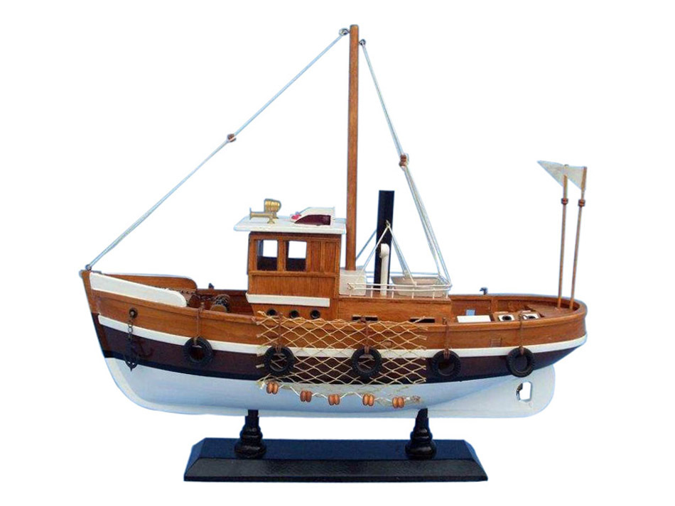 Buy Wooden Knot Working Model Fishing Boat 16 Inch - Boat Models -