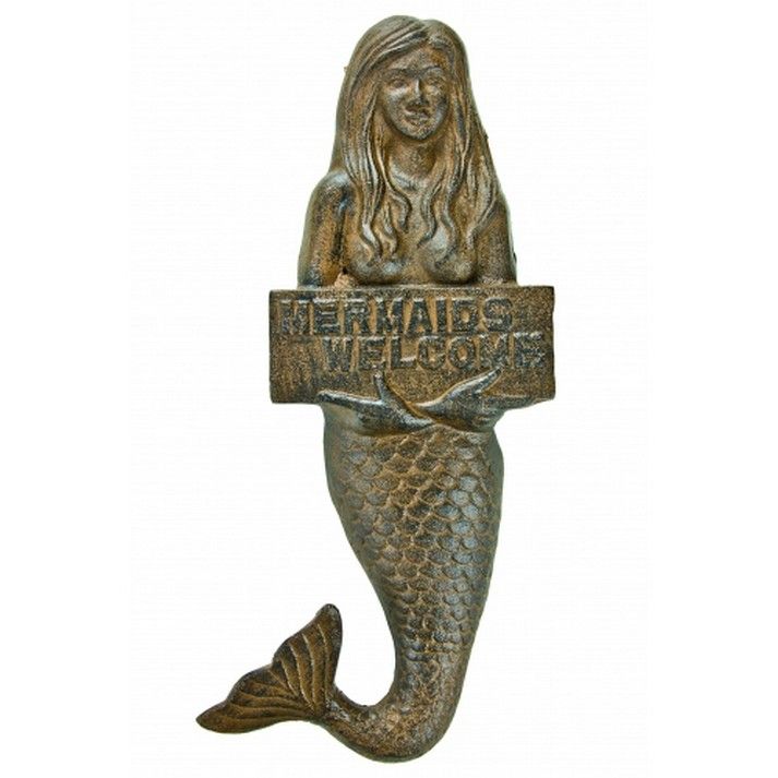 Rustic Iron mermaid sign rustic Welcome Cast Sign Mermaid  12quot;