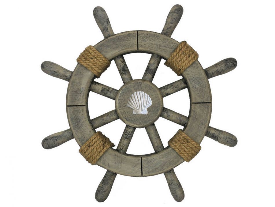 Buy Rustic Decorative Ship Wheel With Seashell 12 Inch - Nautical 