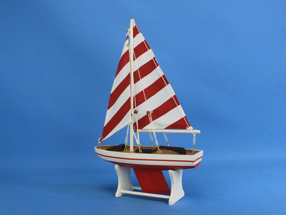 It Floats 12" - Wholesale Red Stripes Floating Sailboat Model ...