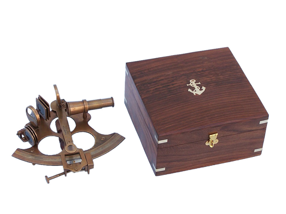 Buy Captain S Antique Brass Sextant 8 Inch With Rosewood Box Nautical