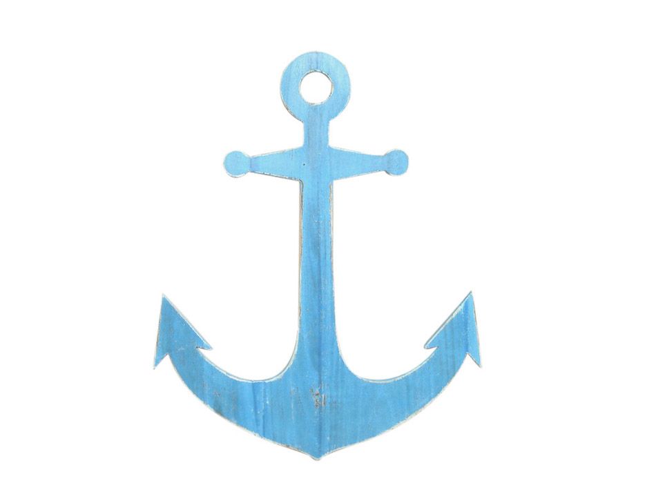 Buy Wooden Rustic Light Blue Wall Mounted Anchor Decoration 30 Inch