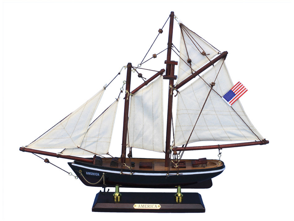 Wooden America Model Sailboat Decoration 16quot;