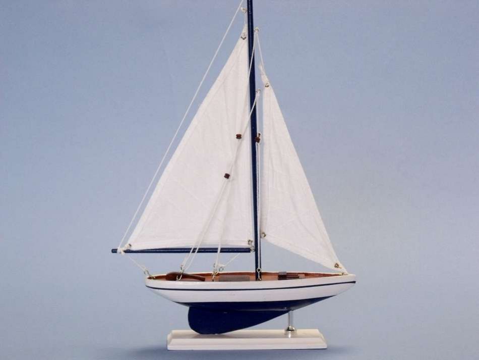Pacific Sailer 17" White Sails Wooden Sailboat Centerpiece Model Sail 