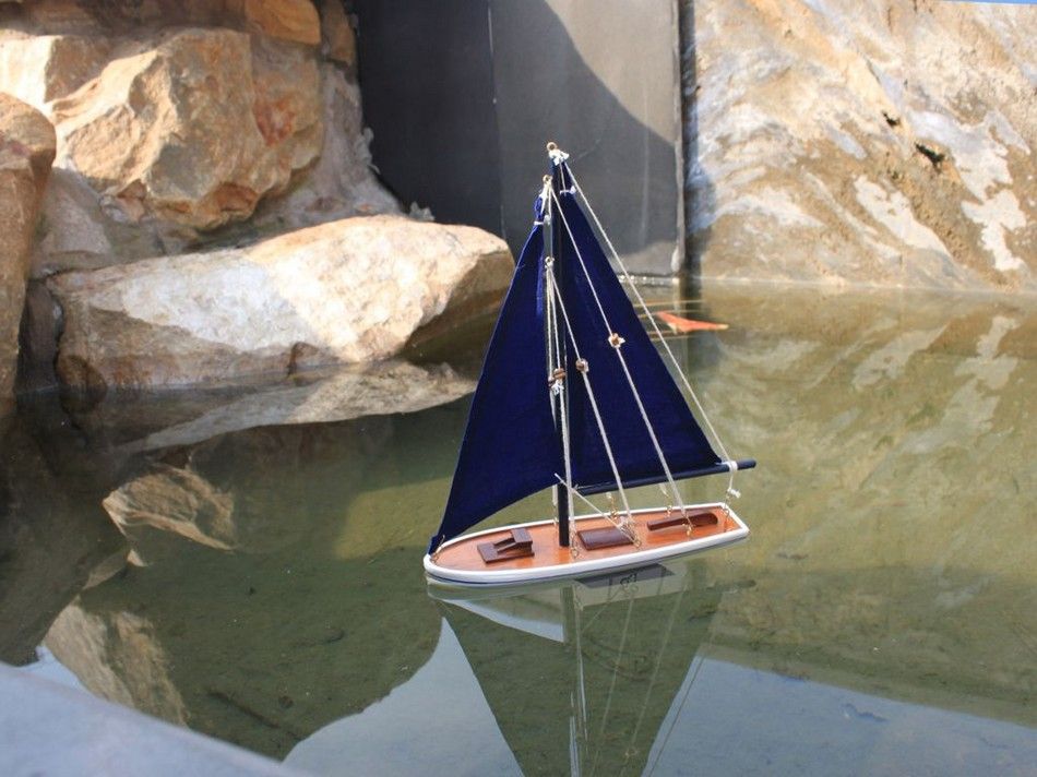 Wooden It Floats 12quot; - Blue Floating Sailboat Model with Blue 