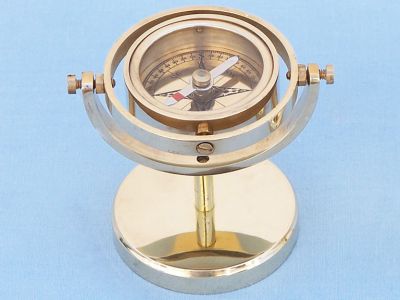 Brass Gimbal Compass on Stand 4quot; Brass Gimbal Compass on Stand 4