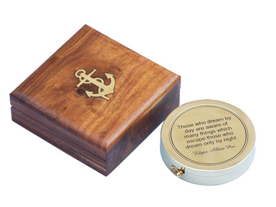 Solid Brass Edgar Allan Poe Poem Compass 4quot; Solid Brass Edgar Allan Poe Poem Compass 4
