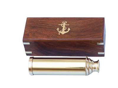 Captains Brass Spyglass Telescope 15 w- Rosewood Box Captains Brass Spyglass Telescope 15 w- Rosewood Box