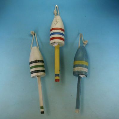 Wooden Rustic Striped Buoys 16quot; - Set of 3 Wooden Rustic Striped Buoys 16 - Set of 3