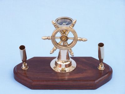 Ship Wheel Compass Pen Holder Ship Wheel Compass Pen Holder