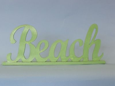 Wooden Green Beach Table Word Sign 17