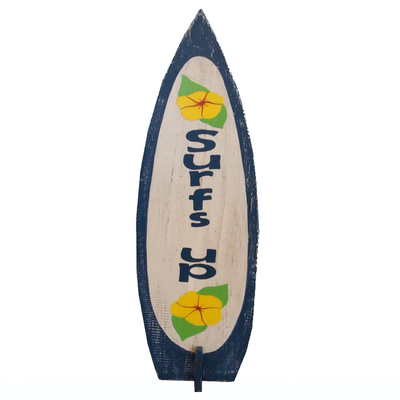 Wooden Surfs Up Surfboard Sign 24