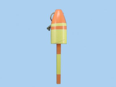 Wooden Yellow and Orange Nautical Lobster Buoy 16quot; Wooden Yellow and Orange Nautical Lobster Buoy 16