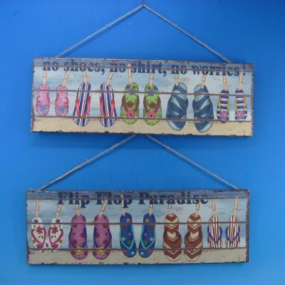 Wooden Flip Flop Wall Plaques 24 - Set of 2