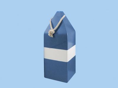 Wooden Blue Dark Colored Buoy w- Rope 14