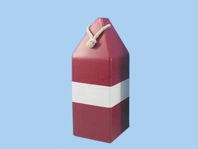 Wooden Red Dark Colored Buoy w- Rope 14