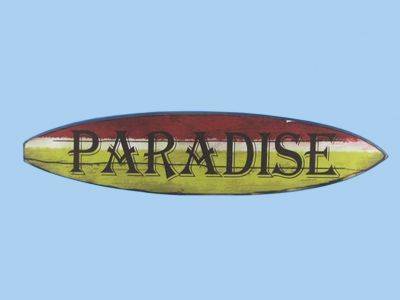 Wooden Surf Board Paradise Wall Sign 22
