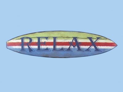 Wooden Surf Board Relax Wall Sign 22
