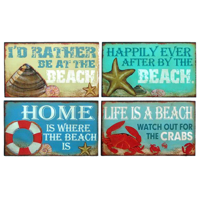 Wooden Beach Theme Variety Signs 10quot; - Set of 4 Wooden Beach Theme Variety Signs 10 - Set of 4