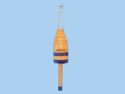 Wooden Orange Lobster Buoy w- Rope 14