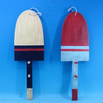 Wooden Red and Blue Boat Paddles w- Hooks 24quot; - Set of 2 Wooden Red and Blue Boat Paddles w- Hooks 24 - Set of 2
