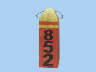 Wooden Red and Yellow Nautical Buoy w-Numbers 16quot; Wooden Red and Yellow Nautical Buoy w-Numbers 16