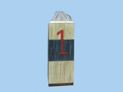 Wooden White and Blue Nautical Buoy w-Numbers 16