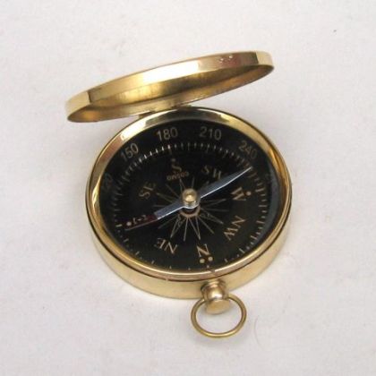 Brass Pocket Compass with Lid model ship