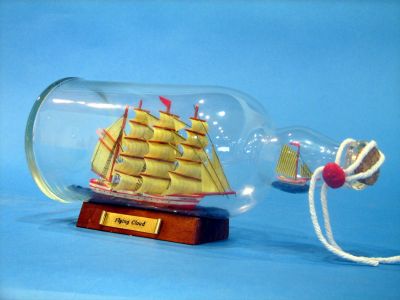 Red Flying Cloud Ship in a Bottle 11