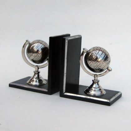 Nickel Globe Bookends model ship