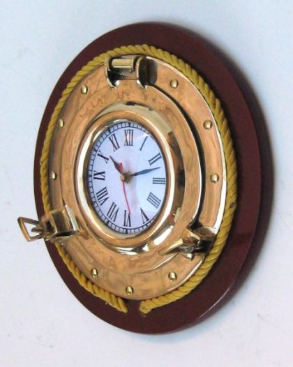 Port Hole Clock Rope on Wooden Base 12 model ship