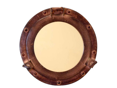 Antiqued Aluminum Porthole Mirror 9