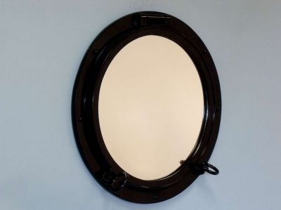 Gloss Black Finish Porthole Mirror 24