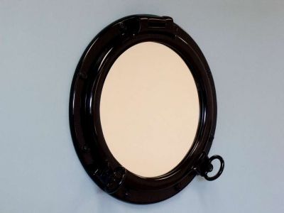 Gloss Black Finish Porthole Mirror 20