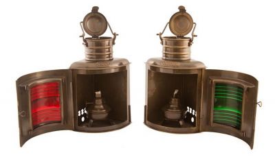 Antique Brass Port and Starboard Oil Lantern 10 Antique Brass Port and Starboard Oil Lantern 10