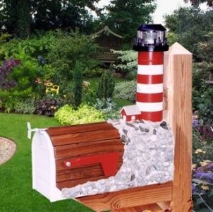 Assateague Solar Powered Wooden Lighthouse Mailbox 36 Assateague Solar Powered Wooden Lighthouse Mailbox 36
