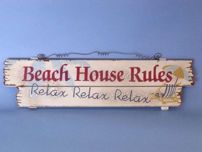 Wooden Beach House Rules Sign 20