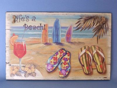 Wooden Sandal Lifes a Beach Sign 10quot; Wooden Sandal Lifes a Beach Sign 10