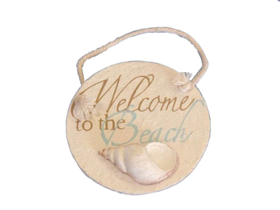 Ceramic Welcome to the Beach Round Sign 4quot; Ceramic Welcome to the Beach Round Sign 4