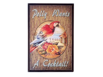 Wooden Red Parrot Sign 12